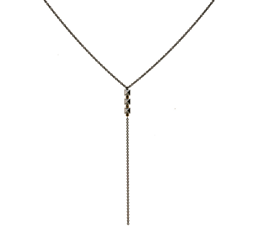 Pyramid necklace with 3 Black Diamonds