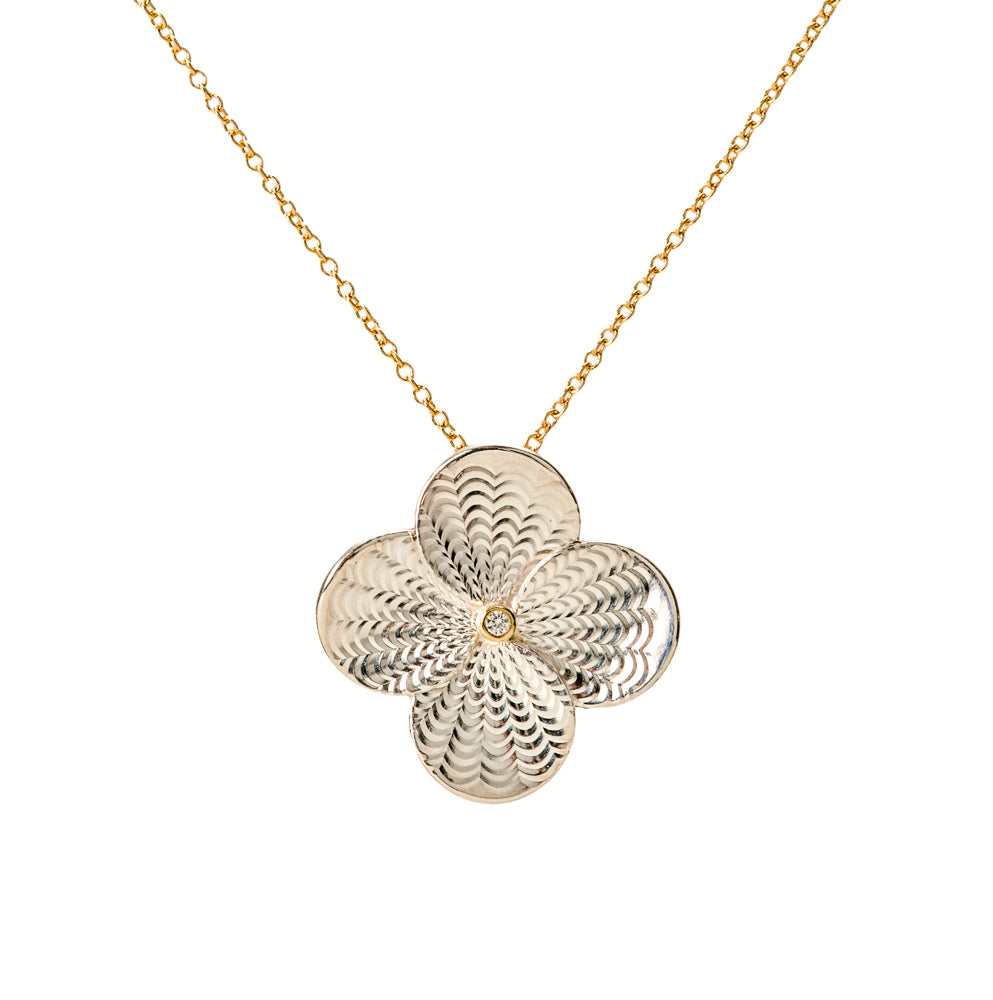 Guilloche Flower Pendant~Small
