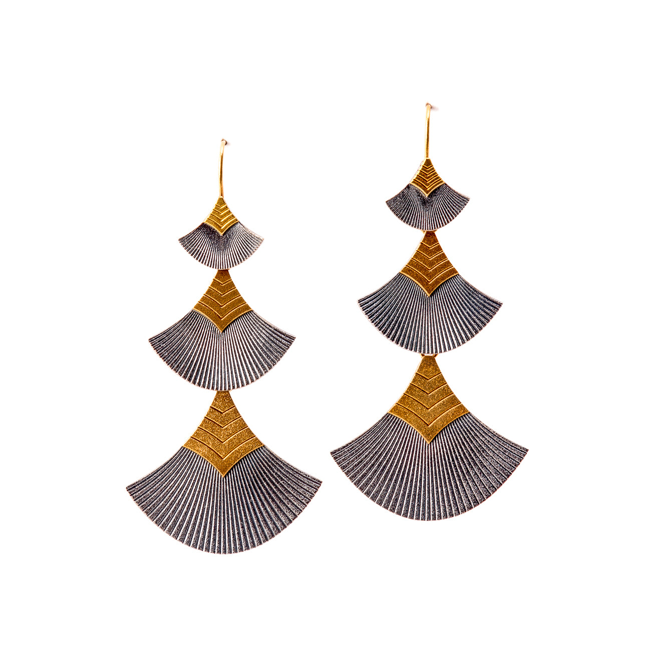 Fan Earrings ~ Triple Link