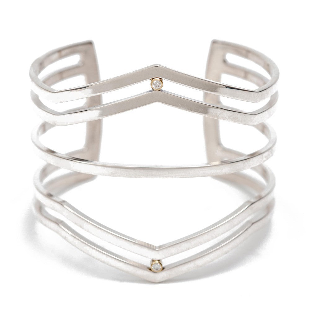 Strata Cuff with Diamonds ~ Sterling Silver