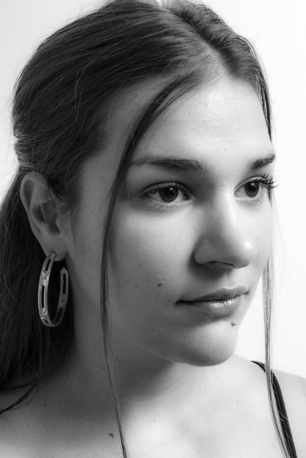 Hexagon Hoop Earrings with Diamonds ~ Large