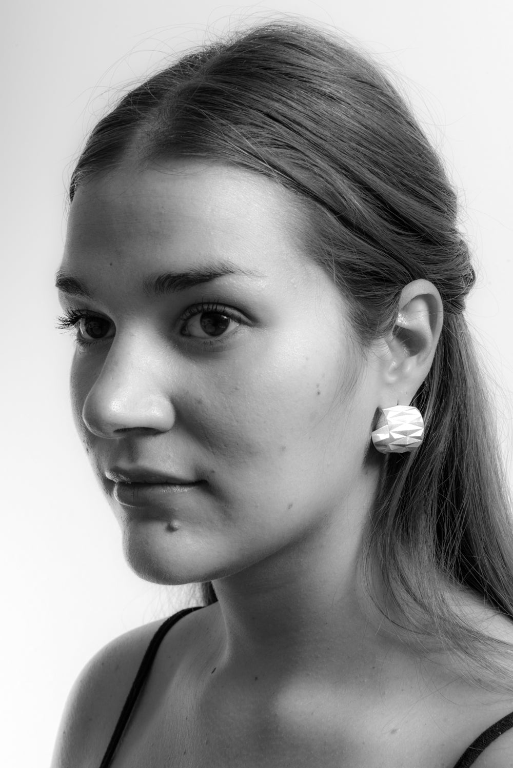 Diamond Peak Half Hoop ~ Sterling Silver