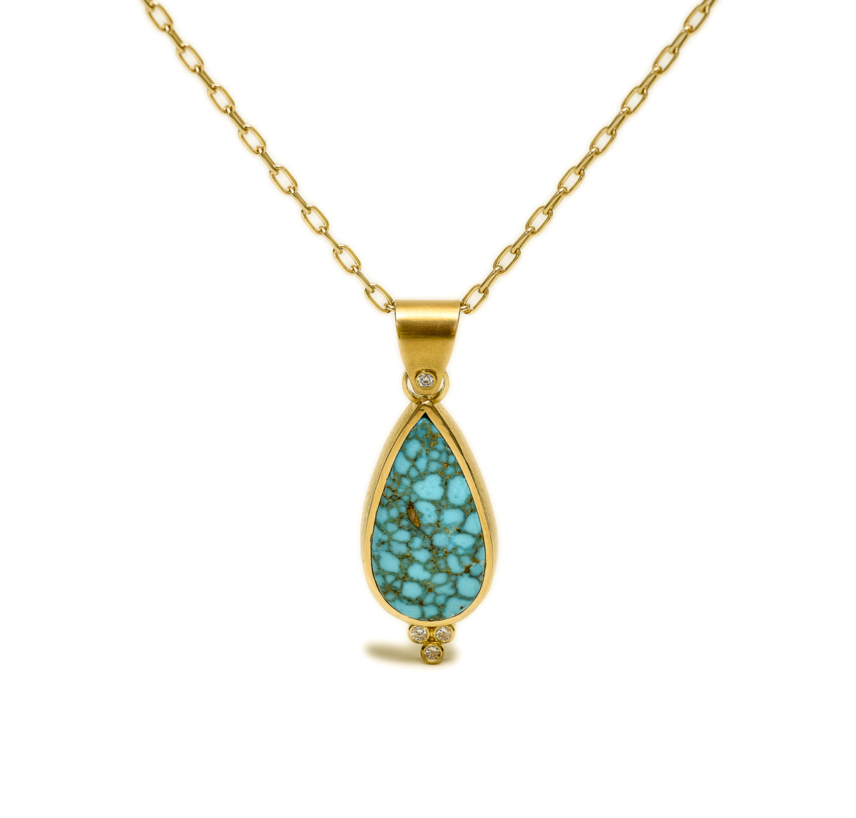 Kingman Turquoise Teardrop Pendant