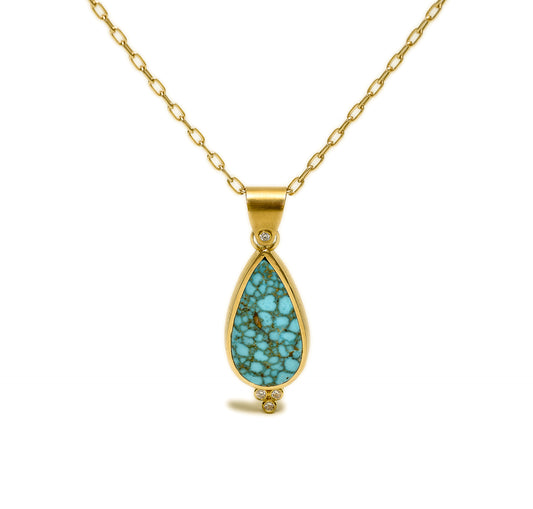 Kingman Turquoise Teardrop Pendant