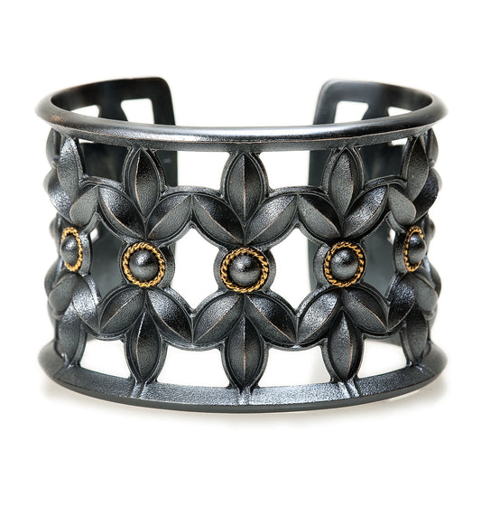 Sweet Pea Seed Cuff with 18k Gold Twist Wire