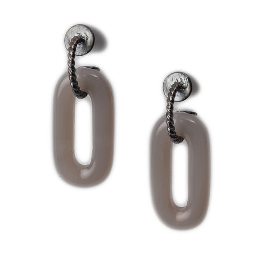 Twisted Loop and Agate Earrings