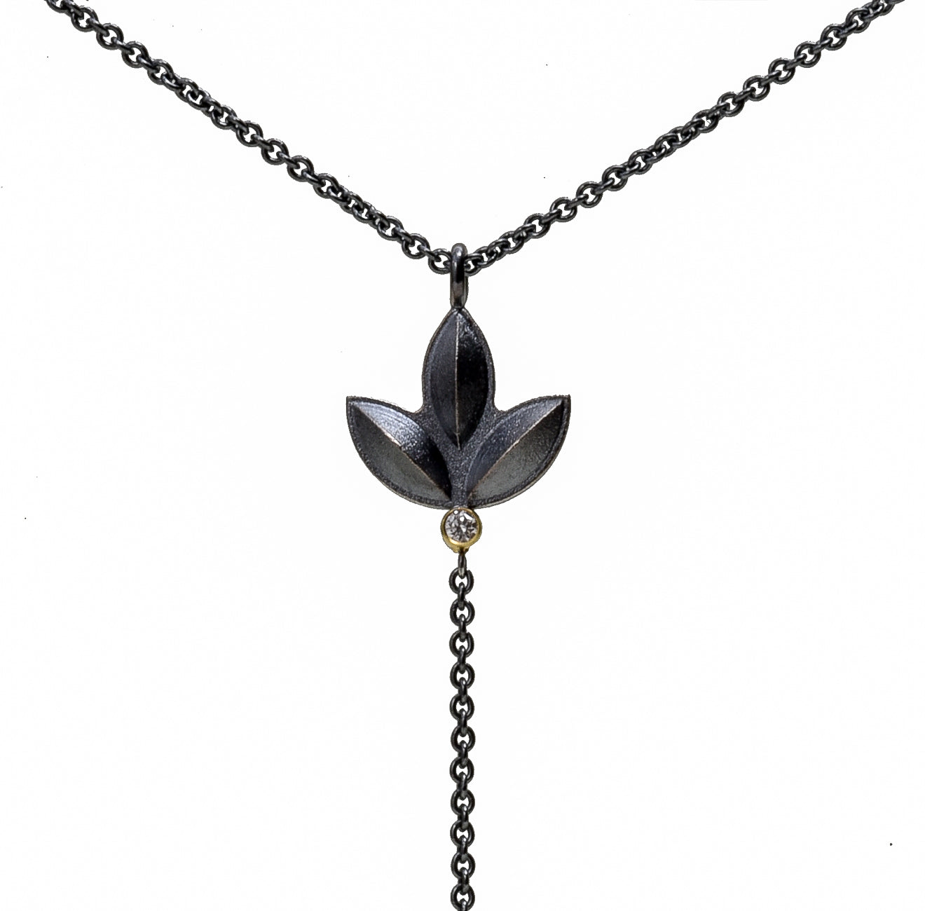 Sweet Pea Pendant ~ Oxidized Silver with Bolo chain