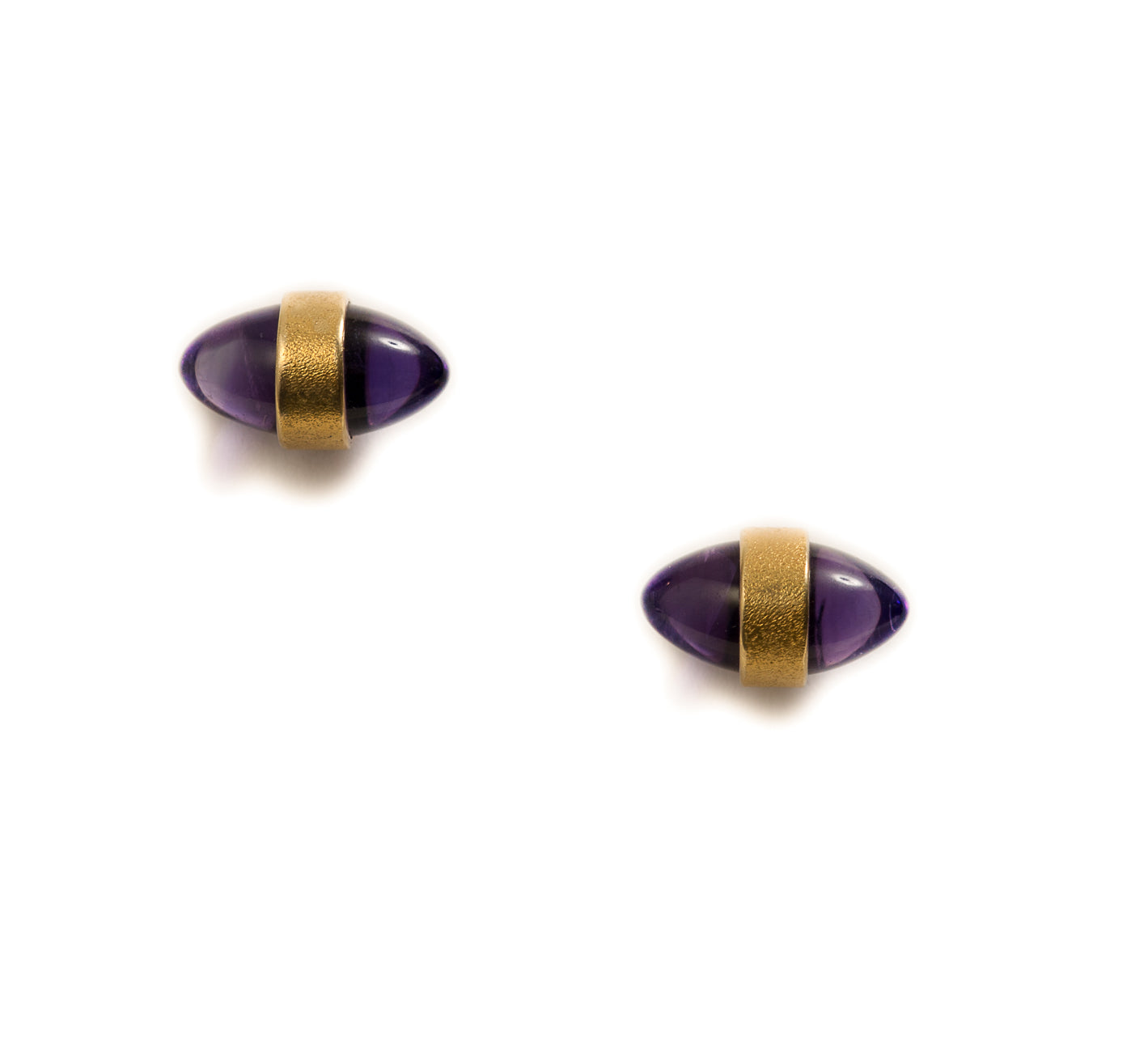 Bullet 18K Gold Studs with Amethyst