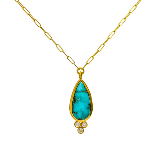 Fox Turquoise Pendant Tear Drop
