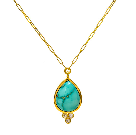 Fox Turquoise Pendant Tear Drop