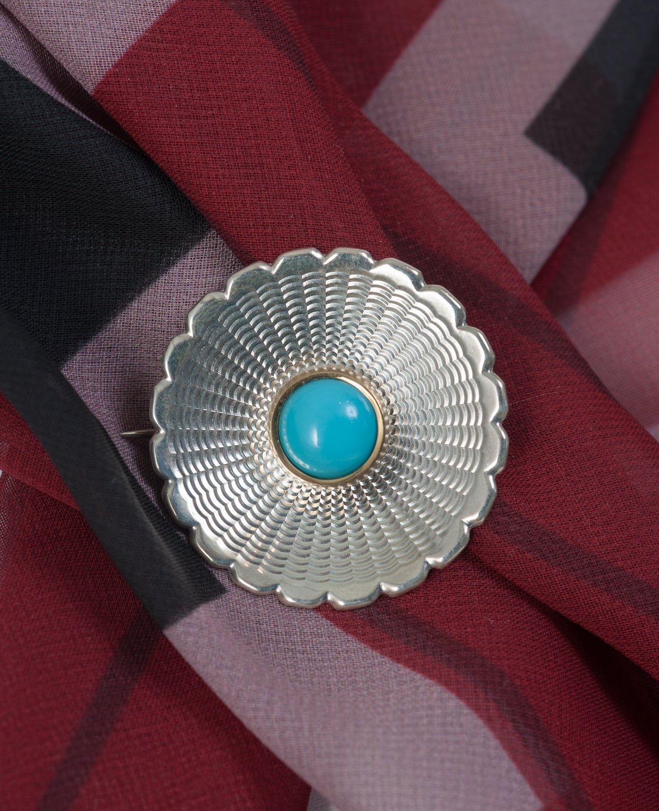 Guilloche Pin with Turquoise