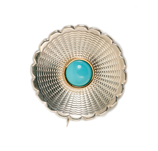 Guilloche Pin with Turquoise