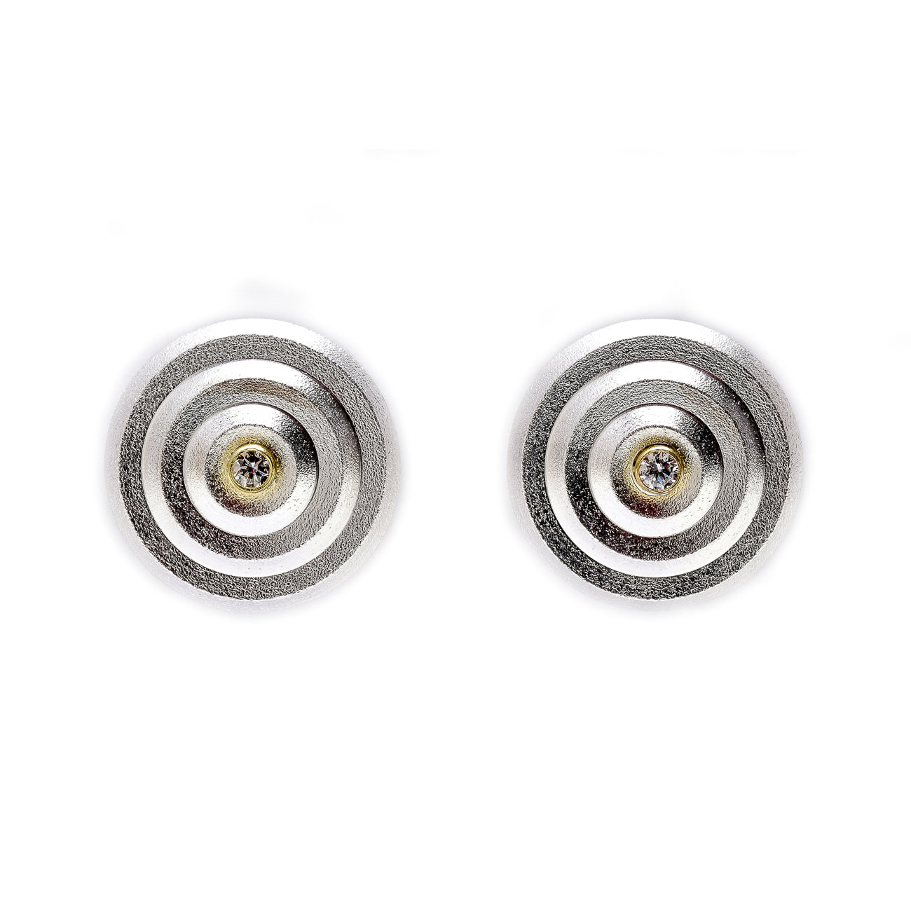 Ripple Stud Earrings with Diamonds