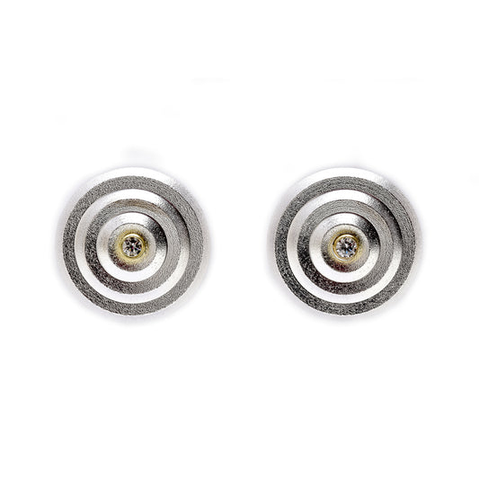 Ripple Stud Earrings with Diamonds