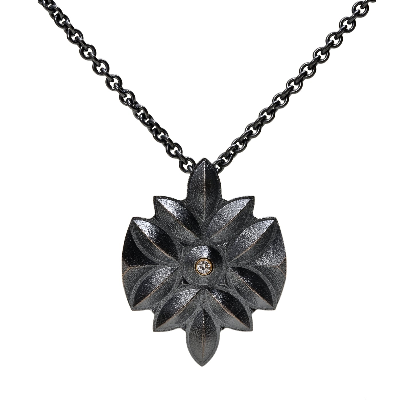 Sweet Pea Bloom Pendant ~ Oxidized .925 Silver