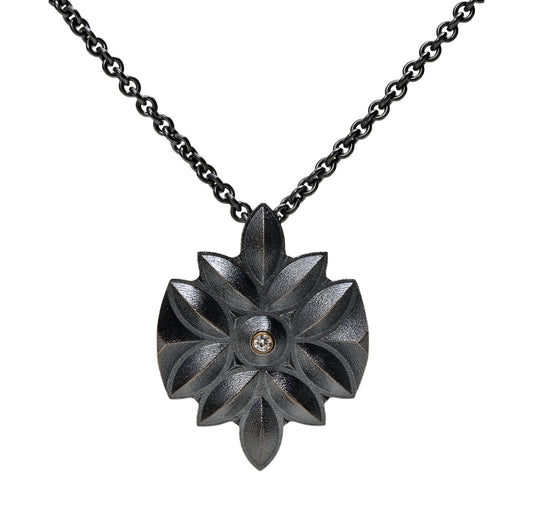 Sweet Pea Bloom Pendant ~ Oxidized .925 Silver