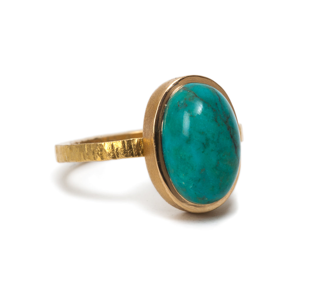 18K Gold Bisbee Turquoise Royal Ring (medium)