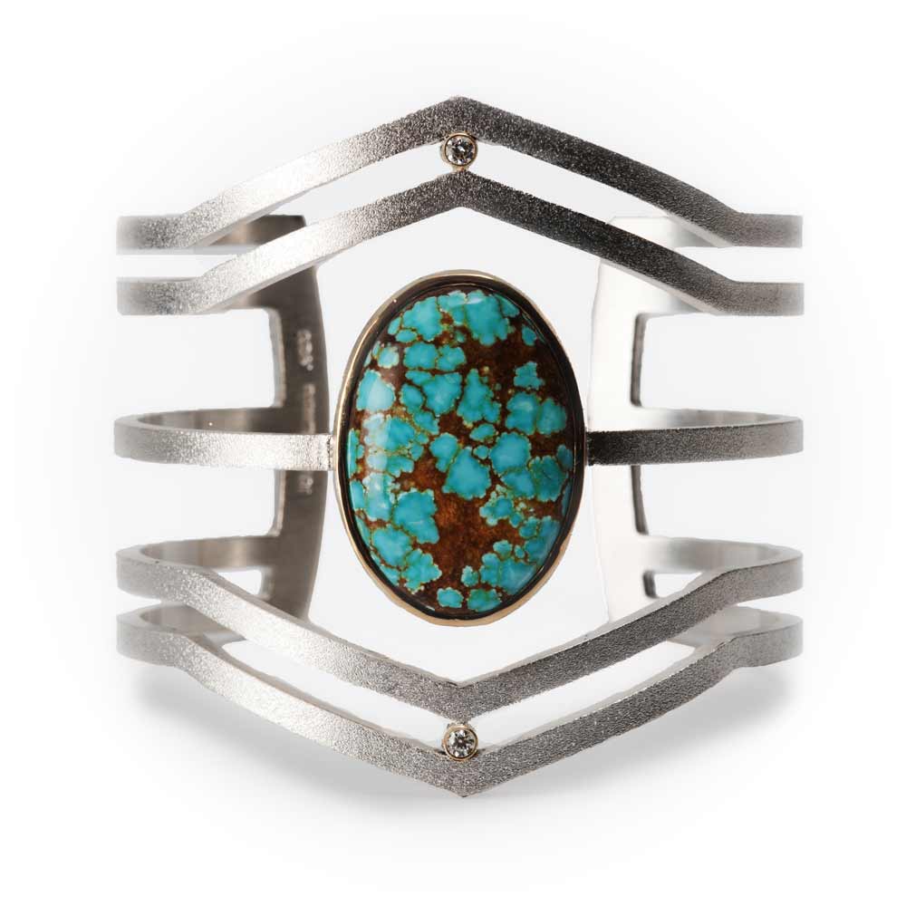 Strata Cuff Sterling Silver Number 8 Turquoise