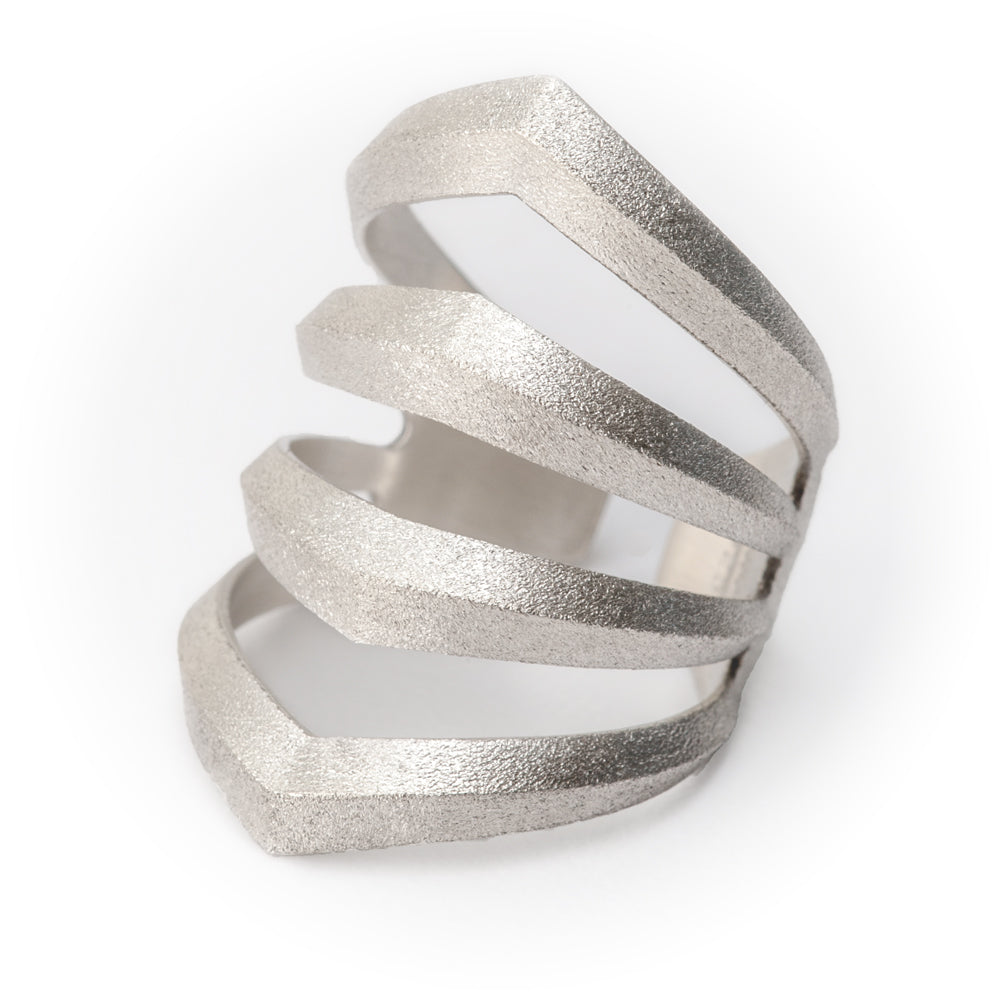 Rhomboid Ring Pierced Sterling Silver