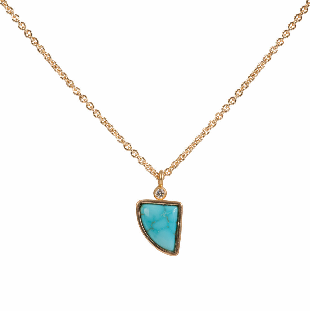 18K Gold Number 8 Turquoise Pendant Small