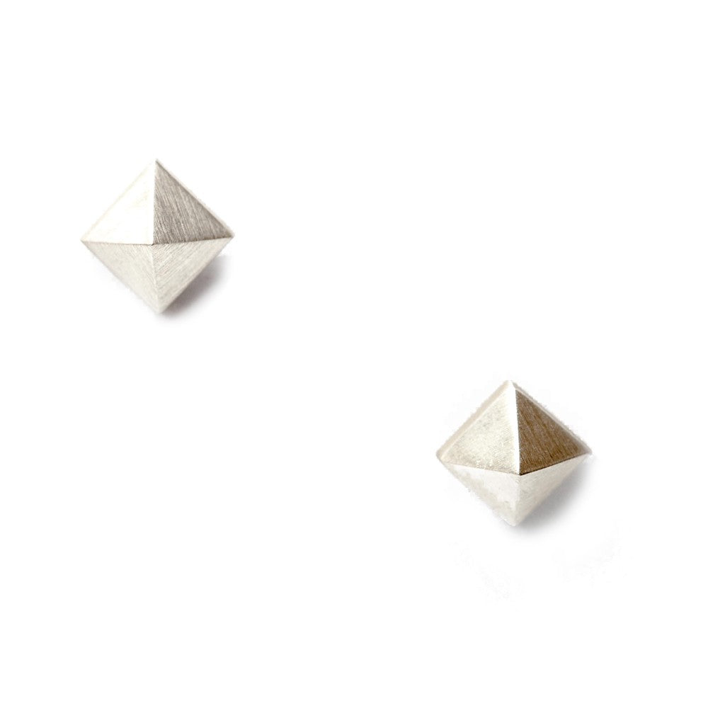 Maria Samora - Sterling Silver Pyramid Stud Earrings