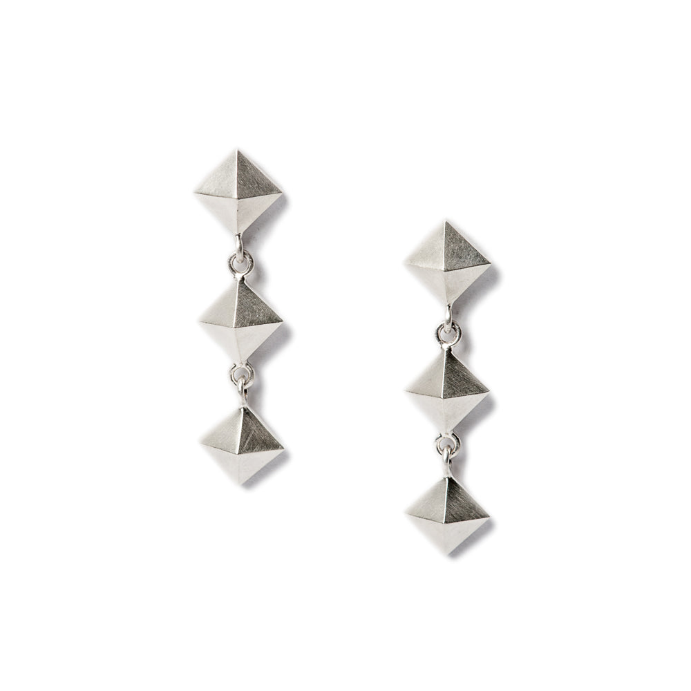 3 Link Pyramid Earrings Sterling Silver