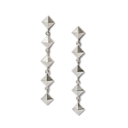 5 Link Pyramid Earrings Sterling Silver