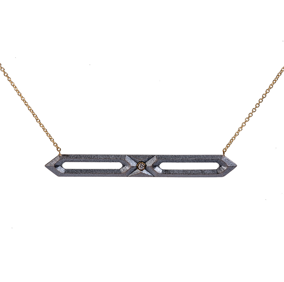 Hexagon Bar Necklace with Diamond