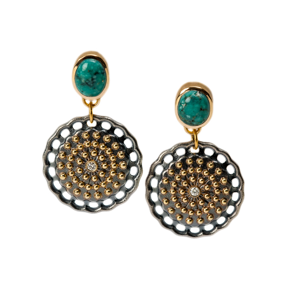 Vintage Morenci Turquoise and Lace Earrings