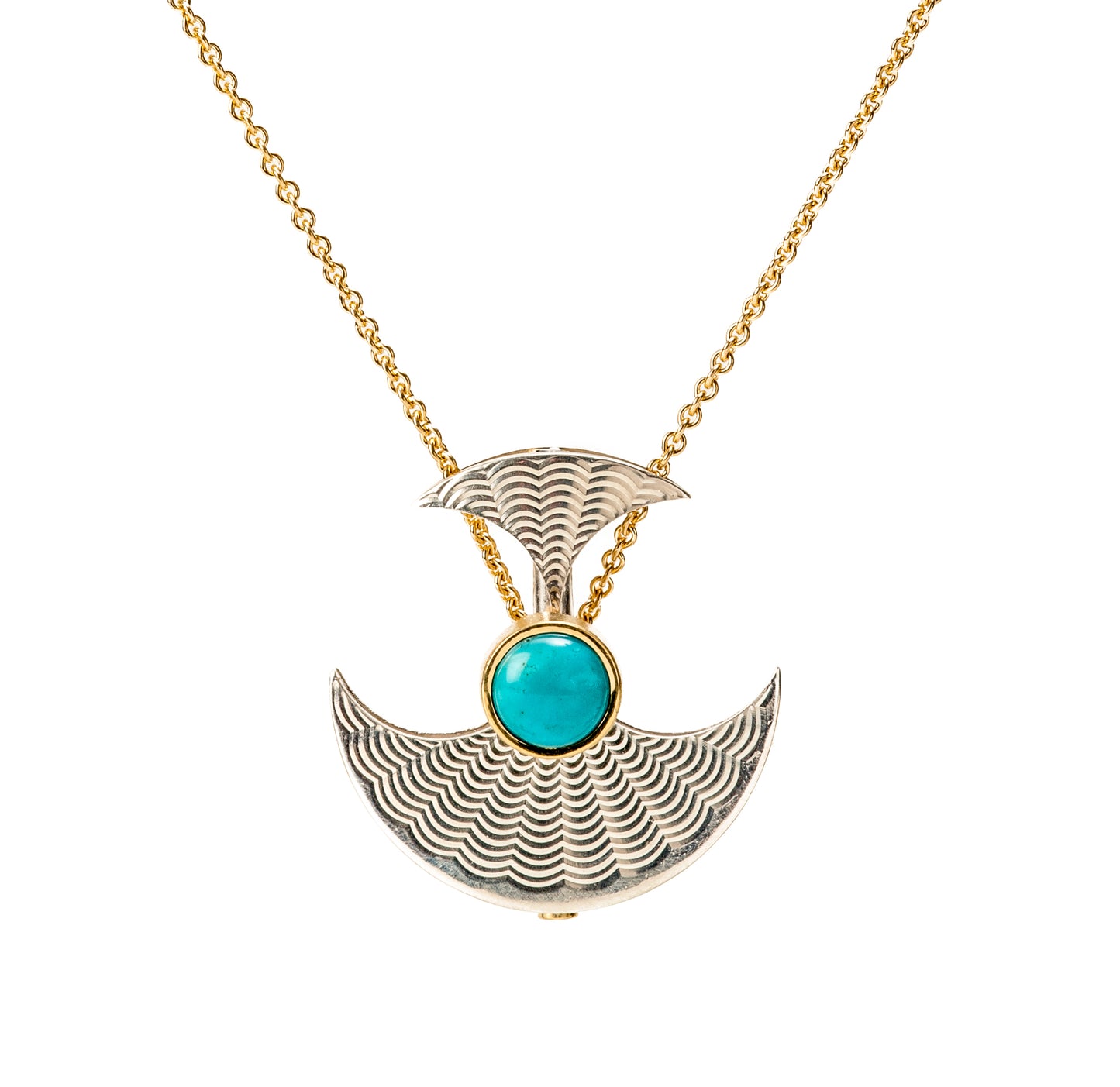 Guilloche Pendant with Turquoise ~ Mockingbird