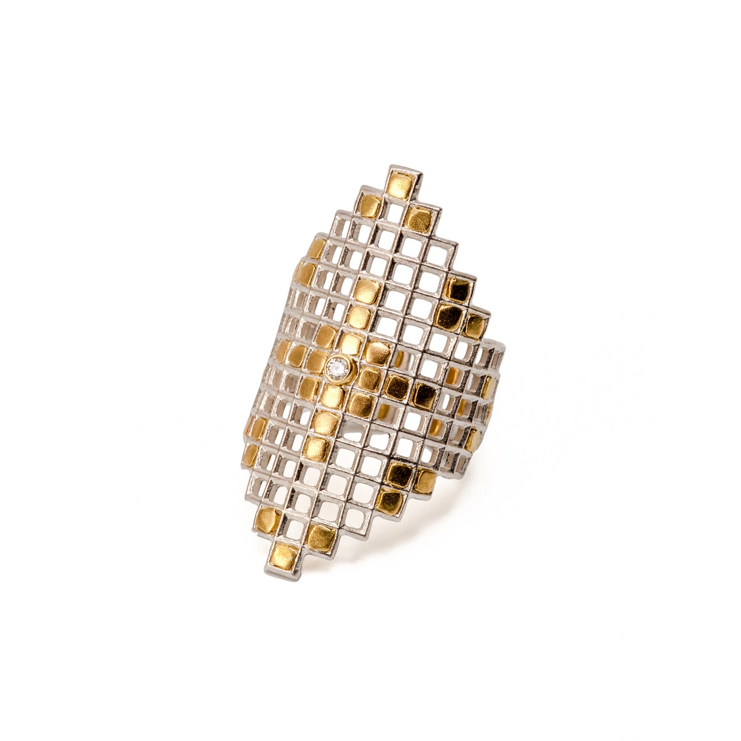 Lattice Ring with 18K Gold Rivets; Zia Pattern