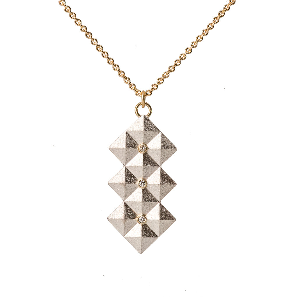 Pyramid Necklace w/ 3 Diamonds